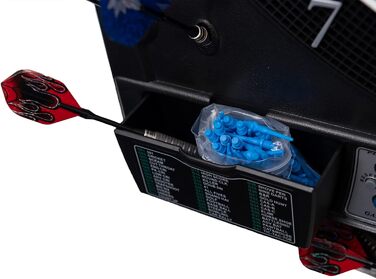 Електронна мішень для дартсу преміум-класу Silver з високим рівнем гри, 41 гра, професійний дизайн для турнірів на 2 лунки, світлодіодні дисплеї, включаючи 12 м&39яких дротиків