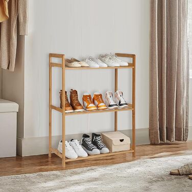 Полиця з 3 полицями, бамбукова полиця 51 x 25 x 71 см, полиця для зберігання з бамбука, як кухонна полиця, полиця для ванної кімнати, книжкова полиця, полиця для взуття, дерев&39яна полиця для ванної кімнати, кухні, вітальні, балкону