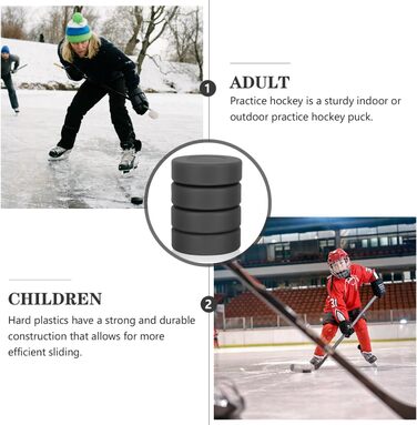 Хокейні шайби VANZACK, роликові хокейні шайби, вуличні хокейні шайби, тренувальні шайби для гри, гумові тренувальні шайби для дітей та дорослих, 4 шт. и, 7x7 см, чорні