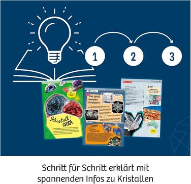 Вирощування кристалів - Вирощування захопливих кристалів - Повний набір, блискучі кристали, скриня зі скарбами, прикраса, набір для експериментів - для дітей віком 10-14 років, 645601