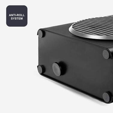 Компактний обігрівач потужністю 2000 Вт Регульовані рівні потужності 3 режими роботи Регульований електронний термостат Система захисту від перекидання Матово-чорний та сірий 2000 Вт Компактний, 2003E