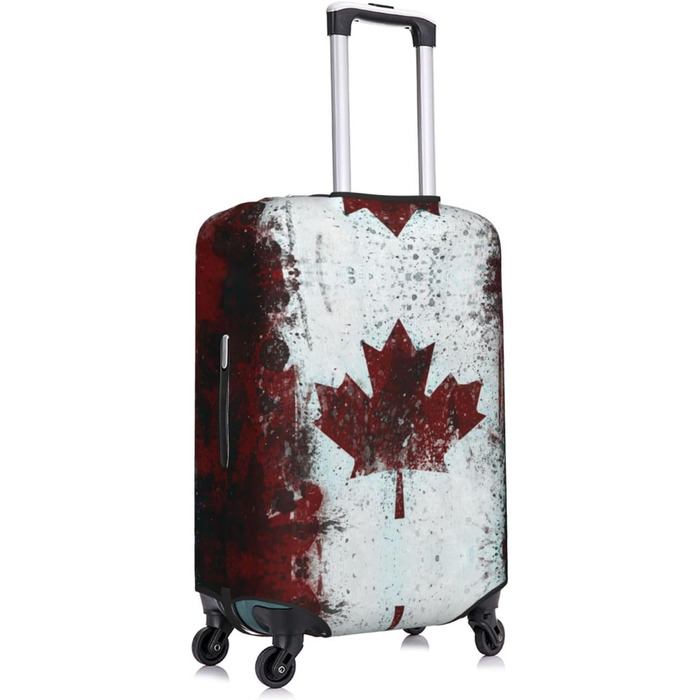 Чохол на валізу BAFAFA, дизайн Ретро-прапор Канади, з принтом, захист валізи, еластичний, стійкий до подряпин, захист від пилу, чорний, XL