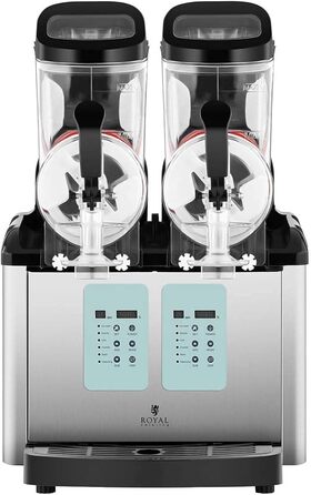 Машина для виробництва м'якого морозива Royal Catering Slush Ice Maker RCSL 2/6ICE (2 x 6 л, 450 Вт, 20-10 C, сучасний дисплей керування, без BPA, 6 функцій, LED-дисплей керування)