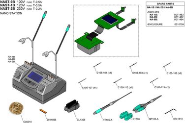Мініатюрне мікрозварювання ESTACION, що складається з паяльника, затискача для паяльної стрічки та JBC nast-2b