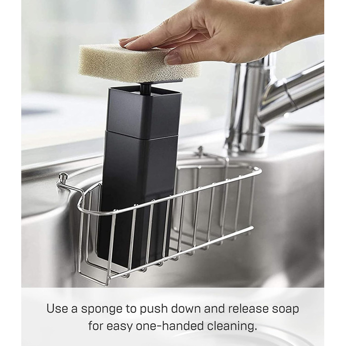 Баштовий дозатор мила під тиском, чорний, смола PETG/поліпропілен/поліетилен/силікон, мінімалістичний, 5,5 x 5,5 x 18,5 см, 5214