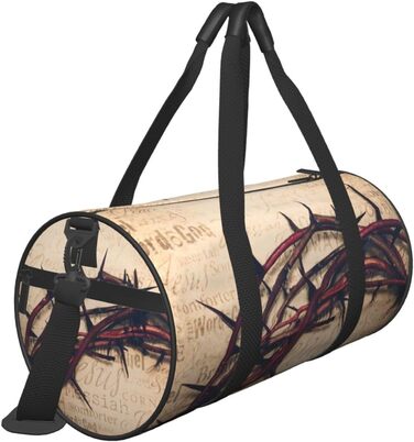 Дорожня сумка зі зміїної шкіри, кругла, великої місткості, легка та міцна, ідеальний подарунок для походів, відпустки, ділових поїздок та іншого, з орнаментом Корона терня, універсальний розмір