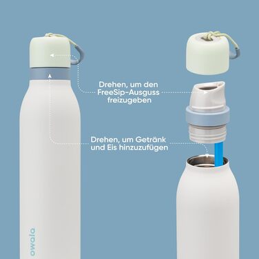 Ізольована пляшка для води з нержавіючої сталі Owala FreeSip Twist з трубочкою, 710 мл без BPA, ідеально підходить для спорту, фітнесу, подорожей, йоги та активного відпочинку, Iced Breeze