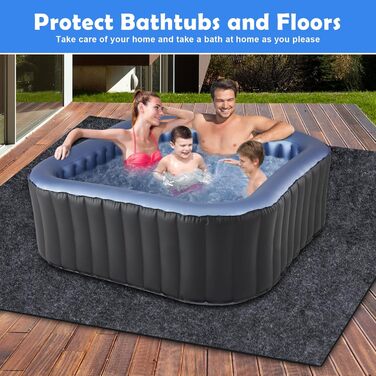 Килимок для гідромасажу 254 x 254 см, надзвичайно великий надувний килимок для гідромасажу для використання в приміщенні та на вулиці, водонепроникний, нековзка підкладка, абсорбуючий килимок для підлоги, захищає гідромасаж від зносу. Квадратний килимок д