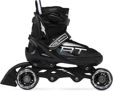 В-1 Роликові ковзани, трискейти, роликові ковзани, ковзани для льоду для дітей та дорослих, регульовані розміри 38-42 (25 см-27,5 см), чорні, 4-