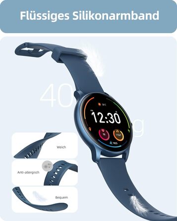 Чоловічий круглий смарт-годинник Parsonver з функцією телефону, фітнес-годинник для чоловіків та жінок зі 100 спортивними режимами, серцевим ритмом, монітором сну, крокоміром, водонепроникним IP68, смарт-годинник, жіночий годинник, синій, SPROD1