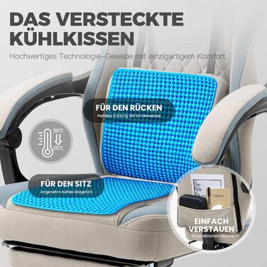 Офісне крісло Dowinx Gaming Chair Fabric з подушкою Pocket Spring, масажне ігрове крісло з підголівником, ергономічне гоночне ігрове крісло з підставкою для ніг (сіре) сірий стандарт