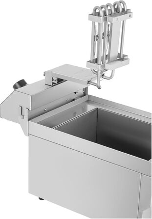 Електрична фритюрниця Royal Catering RCEF-10EH з нержавіючої сталі з кошиком (10 літрів, 3200 Вт, 230 В, термостат 60-200 C, 47,5 x 28 x 34,5 см, зливний кран)