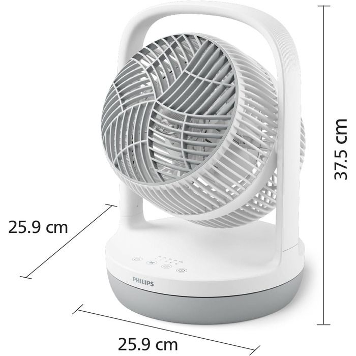 Настільний вентилятор Philips серії 2000. Потужний і надзвичайно тихий. 23 дБ. циркуляція повітря. Регульований нахил 180. Таймер на 12 годин. Для спальні, дому та офісу. CX2050, білий