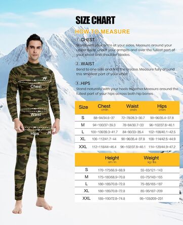 Термобілизна MEETYOO, 2 шт., чоловіча, термобілизна, лижна та функціональна, дихаюча, відводить піт, ідеально підходить для зими та спорту, 2 шт. - синій камуфляжний візерунок, розмір L