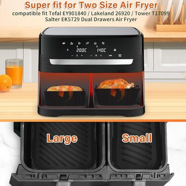 Аерофритюрниця з силіконовою формою для фритюрниці Tefal 5.2 л/3.1 л, аксесуари для великої та меншої фритюрниці, сумісні з фритюрницею Tower T17099 5.2 л/3.1 л, Lakeland 5 л/3 л і Salter Ek5729