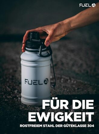 Надзвичайно міцна пляшка для води з нержавіючої сталі 1,3 л та 2,2 л - Герметична пляшка для води без бісфенолу А - Міцна металева питна пляшка для спортзалу, спортивний глечик для води для дорослих 1300 мл сірого кольору