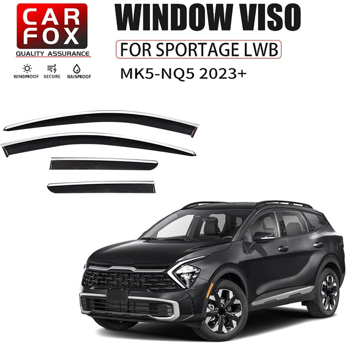 Автомобільний дефлектор вітру для автомобільного скла для Kia Sportage LWB MK5-NQ5 2023 2024, бічні вікна Дефлектор дощу Дефлектори штор Автомобільні аксесуари, 4 шт.