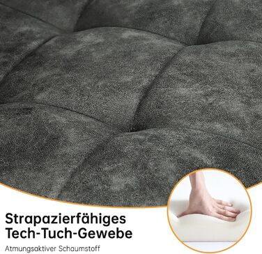 Обідні стільці LEWE, Комплект із 6 шт., М&39які стільці, Стільці для їдальні, Стілець з м&39якою тканиною Technology, Кухонний стілець, Стілець для вітальні, Дизайнерський стілець зі спинкою та металевими ніжками, 6 темно-сірих