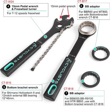 Набір велосипедних інструментів із 27 предметів для ремонту гірських/шосейних велосипедів з футляром для зберігання