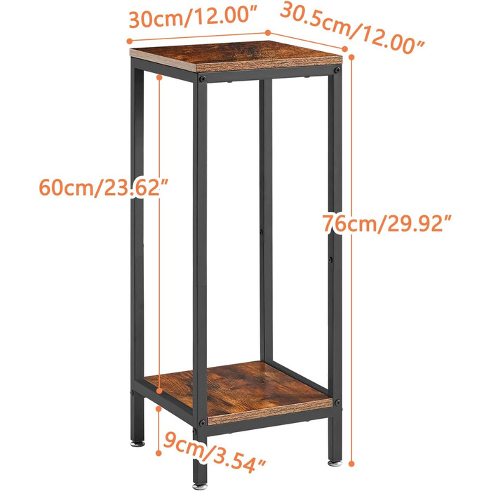 Підставка для квітів IBUYKE на 2 рівні, дерев&39яна підставка для рослин висотою 76 см, сучасна квадратна підставка для квіткових горщиків, драбина для декору вітальні, балкону, сільського коричневого кольору TMJ071H, сільського коричневого кольору, прямо