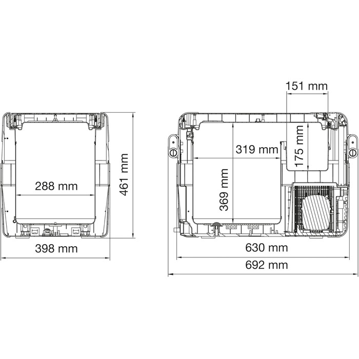 Компресорний охолоджувач DOMETIC CFX 40, 38 літрів, 12/24 В і 230 В для автомобіля, вантажівки, човна, будинку на колесах і розетки, з USB-підключенням