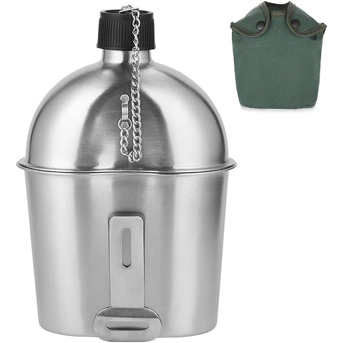 Набір з 2 пляшок для води з нержавіючої сталі об&39ємом 1000 мл та 600 мл з кришкою для активного відпочинку, кемпінгу, походів та подорожей