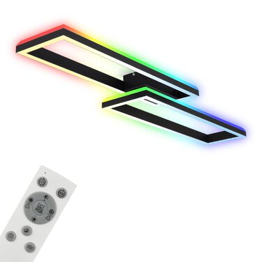 Стельовий світильник Briloner RGB з підсвіткою, LED-лампа з регулюванням яскравості та температури світла, RGB-рамка, пульт ДК, чорний, прямокутний, 2 лампи