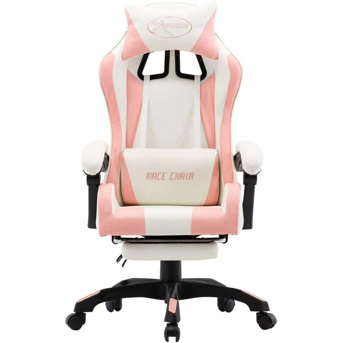 Ігрове крісло з підставкою для ніг, геймерське крісло, офісне крісло, стілець для столу, комп&39ютерне крісло, рожево-біла штучна шкіра