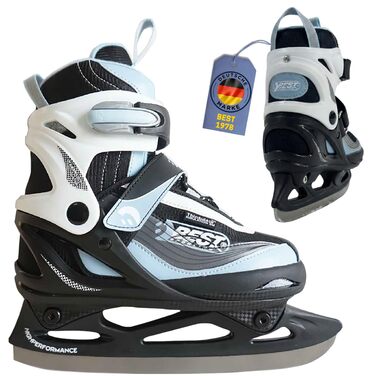 Найкращі спортивні ковзани для дітей, жінок та чоловіків Ковзани з регулюванням у 4 напрямках для дітей Ковзани Softboot - водонепроникні та теплоізолюючі з пряжкою Push-Lock, чорні/сині, розміри 30-33