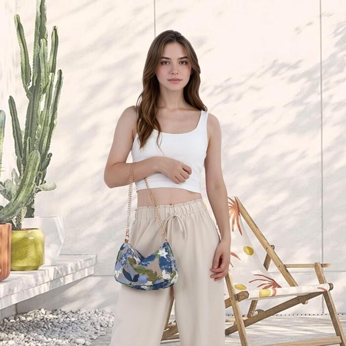 Сук'уту Сумка-клатч з вишивкою паєтками та квітковим мотивом, жіноча, блакитна вечірня сумка через плече