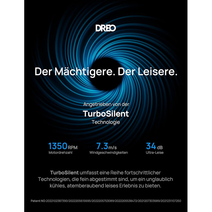 Розумний безшумний баштовий вентилятор Dreo 25 дБ з охолодженням, 106 см вентилятор з WiFi Alexa, коливальний вентилятор 90, пульт