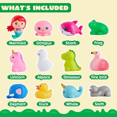 Світяться іграшки для ванни JOYIN 12 шт., іграшки-русалки для ванни для маленьких дітей, що блимають барвистими світлодіодами, пла