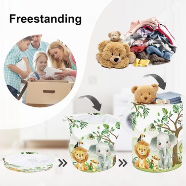 Милий лісовий кошик для білизни з тваринами, великий кошик для зберігання одягу, іграшок та одягу для дому/вуличного використання, слон, 63 л