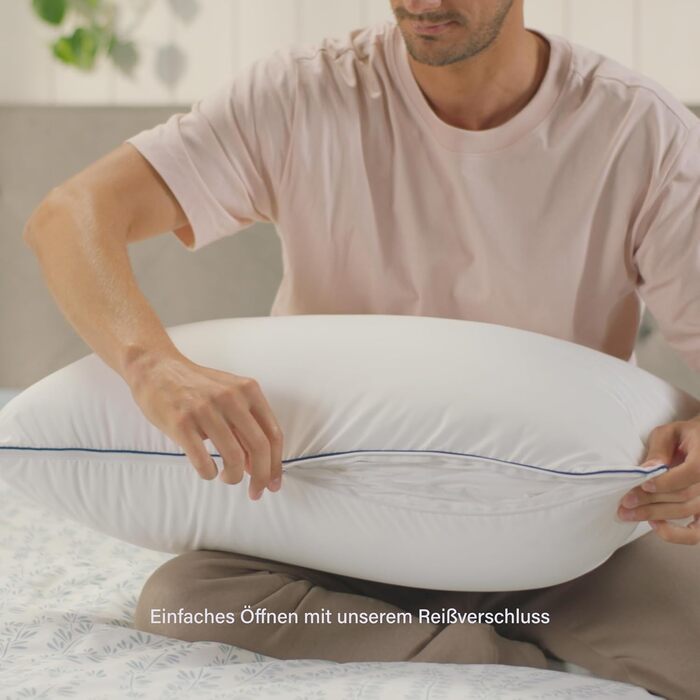 Класична пухнаста подушка Emma 80x80 Овальна подушка з мікрофібри, регульована, можна прати в пральній машині, ергономічна, мяка та для індивідуально регульованого комфорту сну. Класична 80x80 см