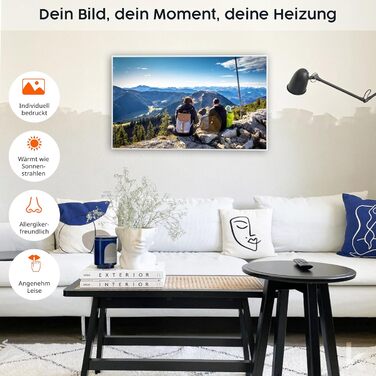 Інфрачервоний обігрівач Knighaus Custom Image & Photo з TV SD та 5-річною гарантією - Зроблено в Німеччині (завантажте власне зображення та створіть унікальний виріб) (800 Вт - біла рамка) - вкл. термостат 800 Вт - біла рамка