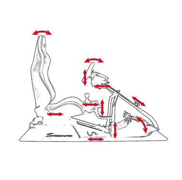 Симулятор гоночного симулятора Speedmaster PRO Zero-Flex, крісло для симуляції гонок SIM Racing Cockpit з кермом та підставкою для педалей червоного кольору (Race Weave Anthracite)