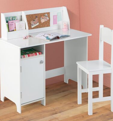Дитяча парта LIFEZEAL з дерев'яним стільцем, навчальний стіл з відсіком для зберігання та дошкою, дитяча сидяча група від 3 років,
