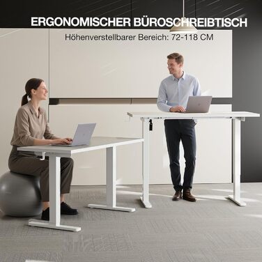 Стіл з регульованою висотою 120x60 см, електричний з функцією пам&39яті, комп&39ютерний стіл з можливістю сидіти та стояти. Організатор кабелів та гачки, регульований стіл стоячи для офісу та дому білий 120 см