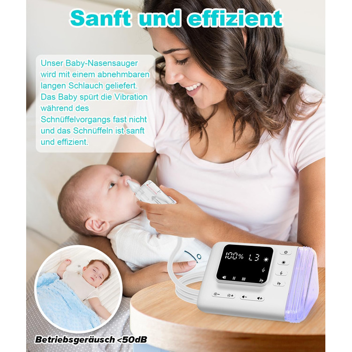 Електричний назальний аспіратор WADEO Baby з дезінфекційною камерою та 9 регульованими рівнями всмоктування, електричний назальний