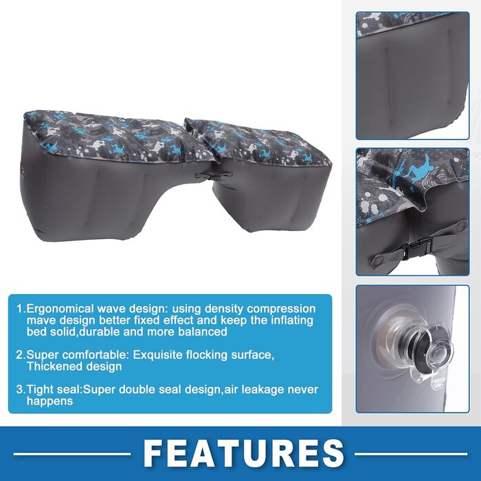 Автомобільний матрац, килимок для сну, надувний матрац для дрімоти, сірий