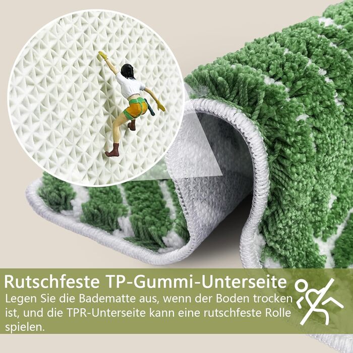 Килимок для ванної, нековзний, темно-зелений, довгий, килимок для ванної, листя, спальня, декор, 120 см, водопоглинаючий, килимки для ванної, листя, 45x120 см Темно-зелений 45 x 120 см