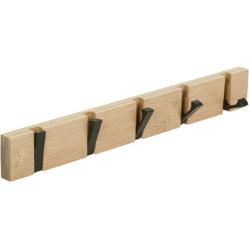 Гачки для пальто настінні сучасні, вішалка дерев'яна складна вішалка бамбукова з 5 рухомими гачками для курток, пальто, шарфів, су