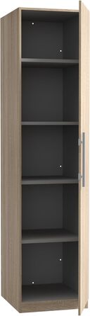 Шафа 50 55, маленька шафа, вузька шафа для передпокою, вішалка для пальто, шафа з орними дверима, 1-дверна з полицями, декор дерева дуб Сонома, 51 см завширшки x 213 см заввишки x 59 см завглибшки, дубова шафа для передпокою