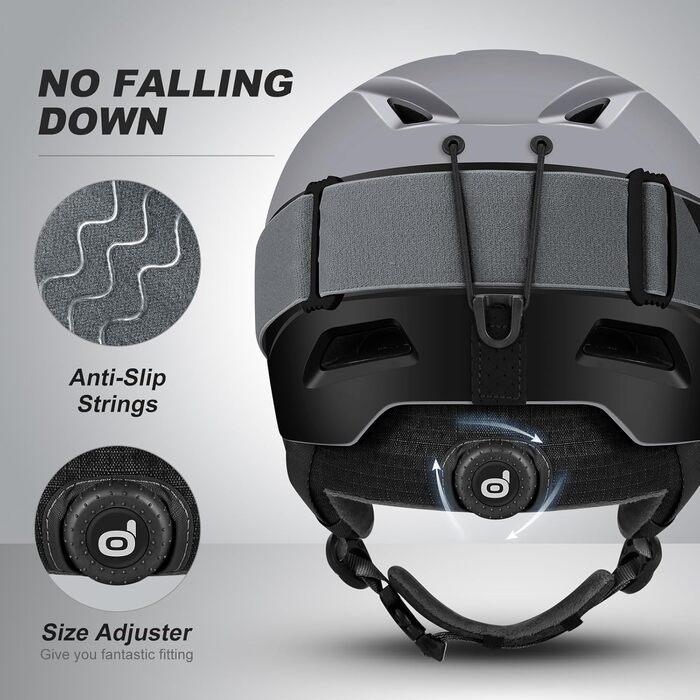 Комплект лижного шолома та окулярів Odoland, шолом для сноуборду та окуляри для сноуборду для жінок, чоловіків та дітей, лижні окуляри із захистом від ультрафіолету 400, стійкі до вітру, окуляри для сноуборду для катання на лижах та альпінізму, розмір L (