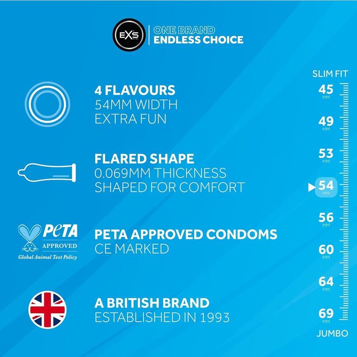Презервативи EXS, ароматизовані, латексні з силіконовим лубрикантом, веганські, 12 шт