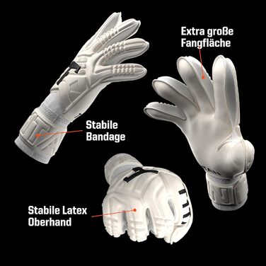 Воротарські рукавички T1TAN для дітей, класичні, юніорські, розмір 3-6, воротарські рукавички для хлопчиків, воротарські рукавички для дівчаток, футбольні воротарські рукавички для віку 3-10 років, дитячі воротарські рукавички, дихаючі 6 Classic 1.0 White