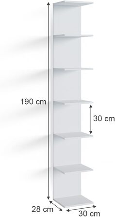 Настінна полиця Vicco Paolo, підвісна полиця, біла, 30 x 190 см, одинарна