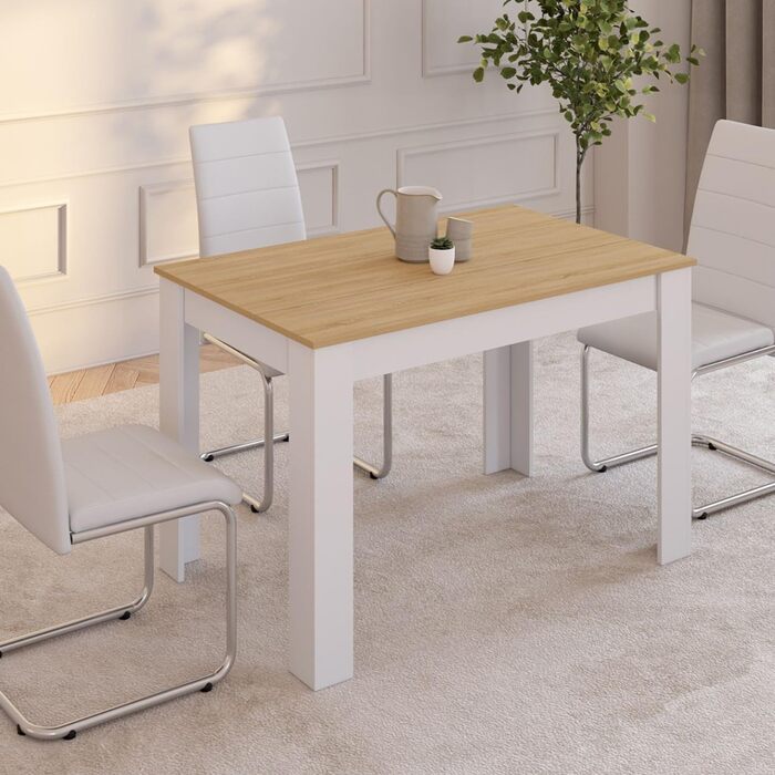 Прямокутний обідній стіл ROZY на 4 особи, стільниця з білого бука, 110 см