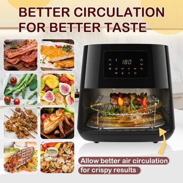 Мультипіч BYKITCHEN xxl Аксесуари для Philips 6,2 л / COSORI 5,5 л, аксесуари для фритюрниці з гарячим повітрям підходять для фритюрниці Princess/Ninjia Speedi 5,7 л / Tefal, решітка для гриля Square 304