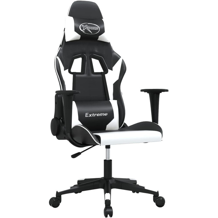 Ігрове крісло INLIFE чорно-біле зі штучної шкіри, Меблі, Крісла, Ігрові крісла, Біле, 15,3 кг, 3143692